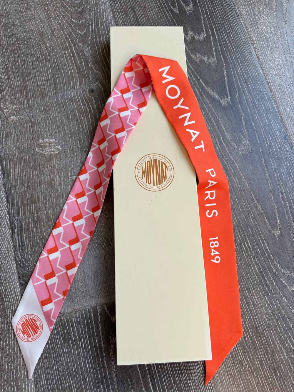 Moynat Paris Pink & Orange Silk Twilly Scarf AS